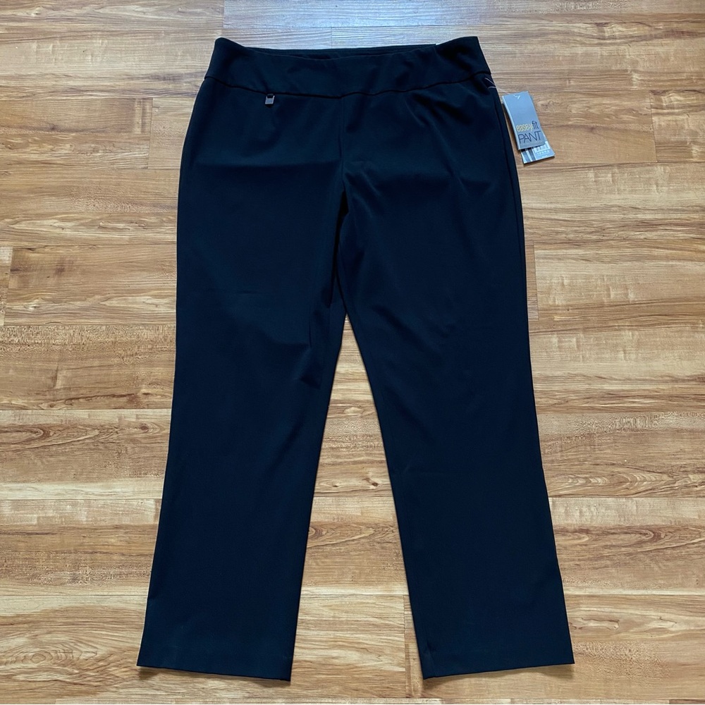 NWT SLIM-SATION 18W Black Easy Fit Pull On Slimming Tummy Control High Rise Pant